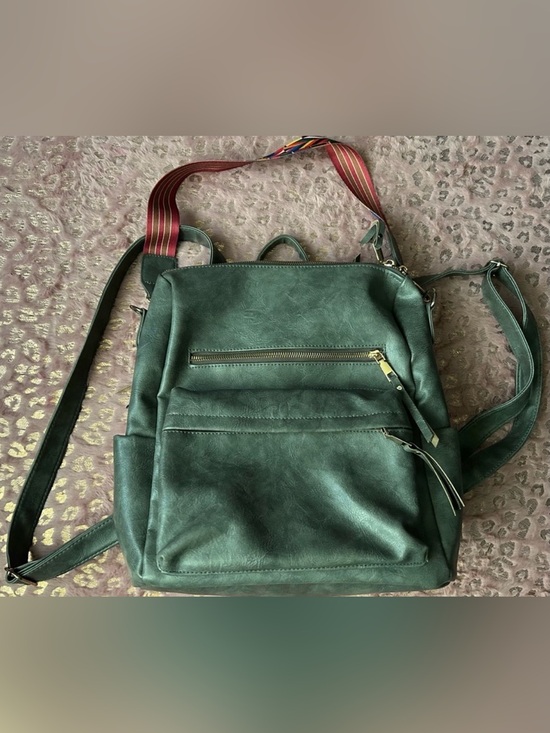 Grey/Green Faux Leather Backpack main image 13